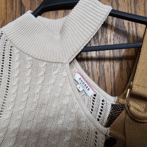 Andree By Unit Asymmetrical leopard Sweater with Buckle size l - Picture 5 of 8